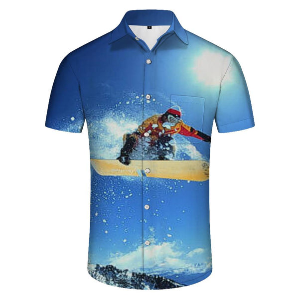 
Exciting Snowboard Pattern Fashion Cool Print Hawaiian Shirt Men's Summer Beach Casual Short Sleeve Shirt Button Closure
                