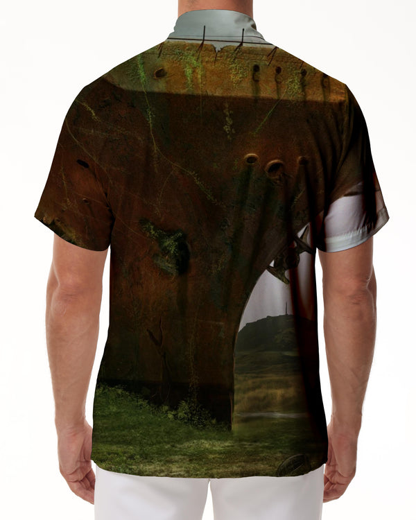 
Scrapped big ship vintage men's casual shirt short sleeve regular fit fashion camping beach shirt tops
                
