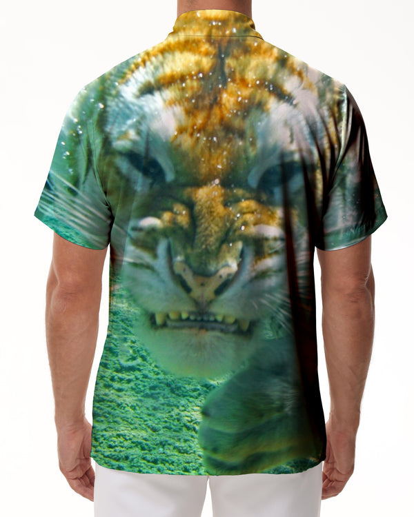 
Trendy short sleeve tiger underwater swimming men's Hawaiian shirts Hawaiian tops casual wear summer shirts for beach holiday party
                