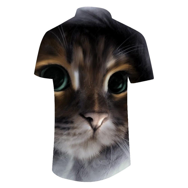 
Funny Men's Animal Cat Print Short Sleeve 3D Art Print Short Sleeve Fashion Lapel Shirt Party Tops Summer Casual Clothing
                