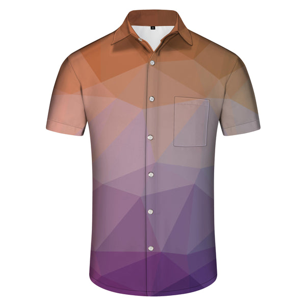 
Colorful personality travel casual men's summer print pattern Hawaiian button abstract geometric short sleeve beachwear shirt mixed color
                