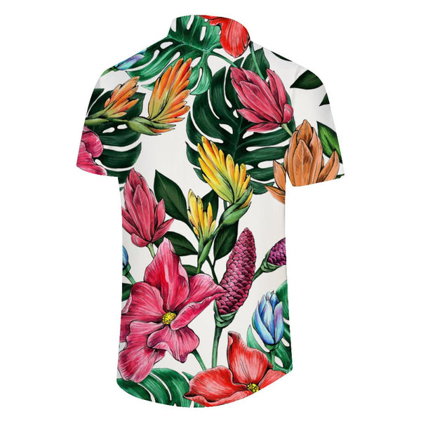 
Hawaiian tropical simple atmosphere short sleeve button-down men's casual loose everyday street shirt suitable for summer beach
                