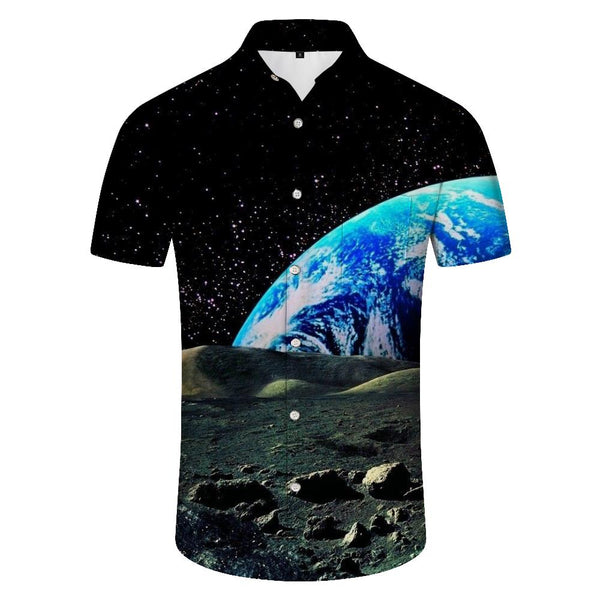 
Earth and Moon Space Planet Fashion Seaside Clothing Hawaiian Button Regular Style Clothing 3D Digital Printing Pattern Men's Casual Short Sleeve Shirt Beach Clothing
                