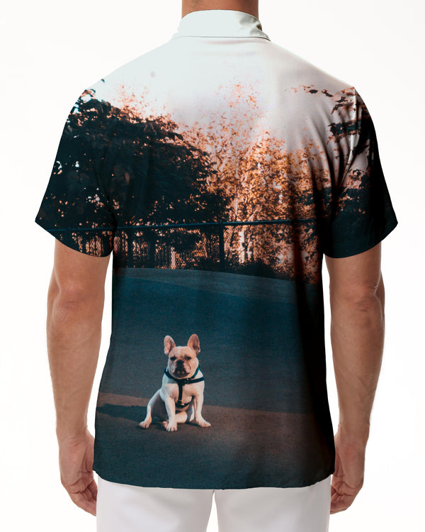 
Cute French Bulldog Men's Short Sleeve Button Summer Beach Hawaiian Shirt
                
