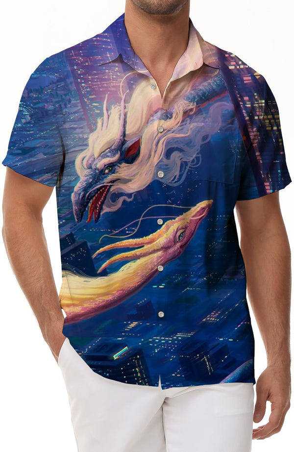 Fashion Ssangyong Men's Hawaiian Shirt Printed Short Sleeve Button-down Shirt Classic Style Casual Summer Tops