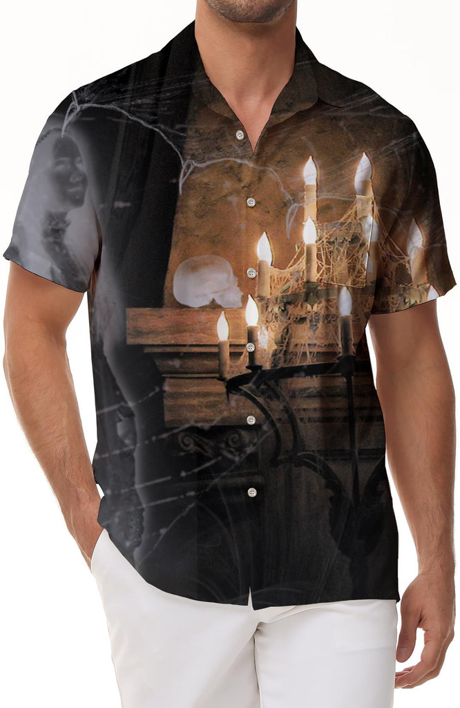 Piano Skull Candle Print Hawaiian Lining Trendy Tropical Summer Clothing Men's Retro Beachwear