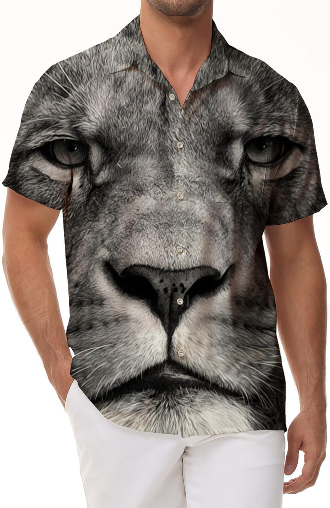 New summer men's shirt lion 3D printing men's shirt casual style men's shirt fashion trend street loose men's shirt