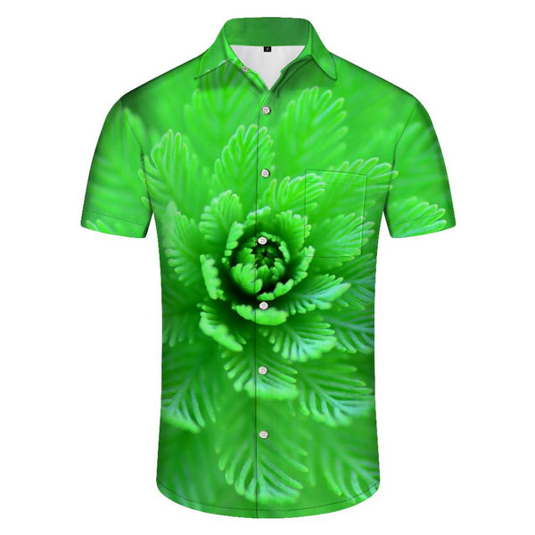 
Green personalized men's casual shirt for daily street travel print tropical fun Hawaiian button lapel short sleeve shirt pocket
                