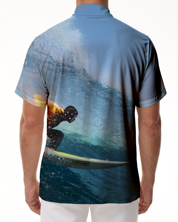 
Summer Surf Men's Short Sleeve Hawaiian Print Button Beach Shirt
                