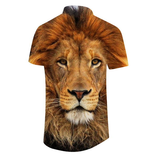
Tropical casual everyday lion print pattern men's short sleeve shirt abstract fun Hawaiian clothing
                