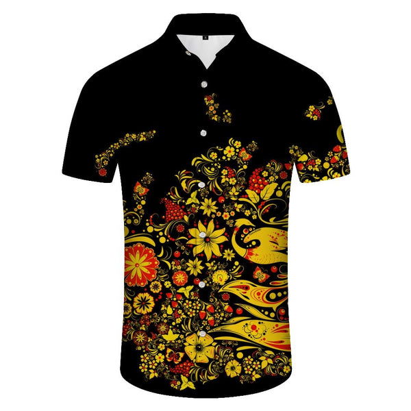 
Street Fashion Men's Casual Retro Trend Comfort Loose Hawaiian Button Pocket Lapel Ocean Seaside Short Sleeve Shirt Beach
                