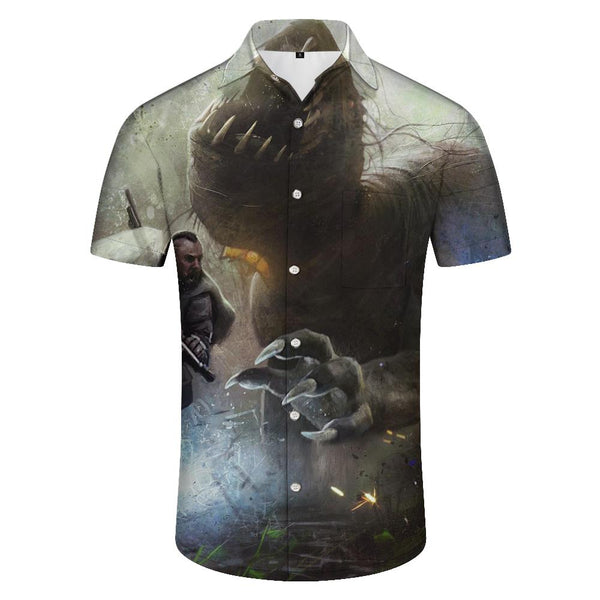 
New Men's Casual Loose Digital Print Giant Dinosaur Print Casual Graphic Print Shirt Streetwear
                