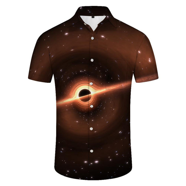 
Eclipse color men's casual short-sleeved loose outdoor fishing travel vacation Hawaiian tropical four seasons short-sleeved shirt trend
                