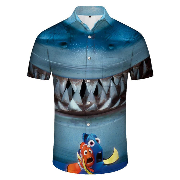 
Shark Teeth Men's Short Sleeve Button Down Cuban Shirt Hawaiian Shirt Casual Beach Short Sleeve Shirt Tops
                