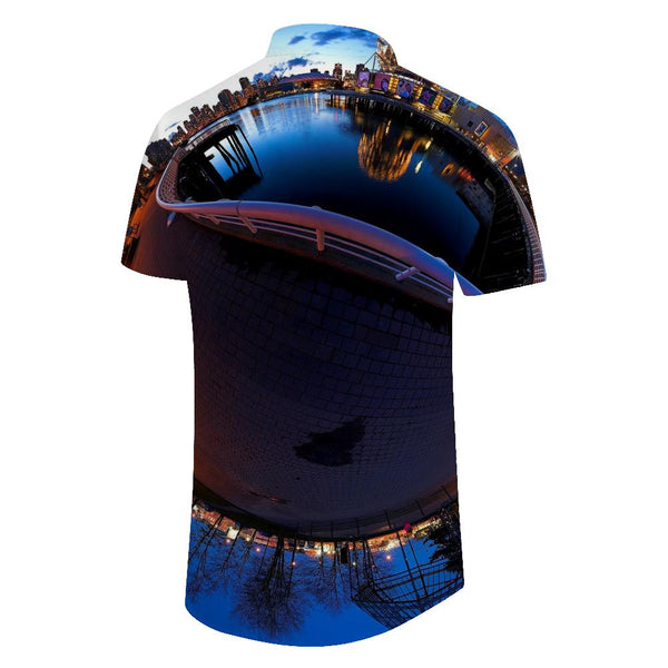 
Fashion casual digital printed short-sleeved men's shirt with lapel buttons and pockets, short-sleeved shirt with Hawaiian tropical style
                