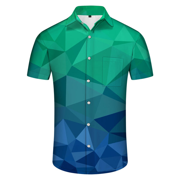 
Rectangular Casual Shirt Men's Everyday Hawaiian Button Tropical Abstract Print Shirt Short Sleeve Beachwear Green
                