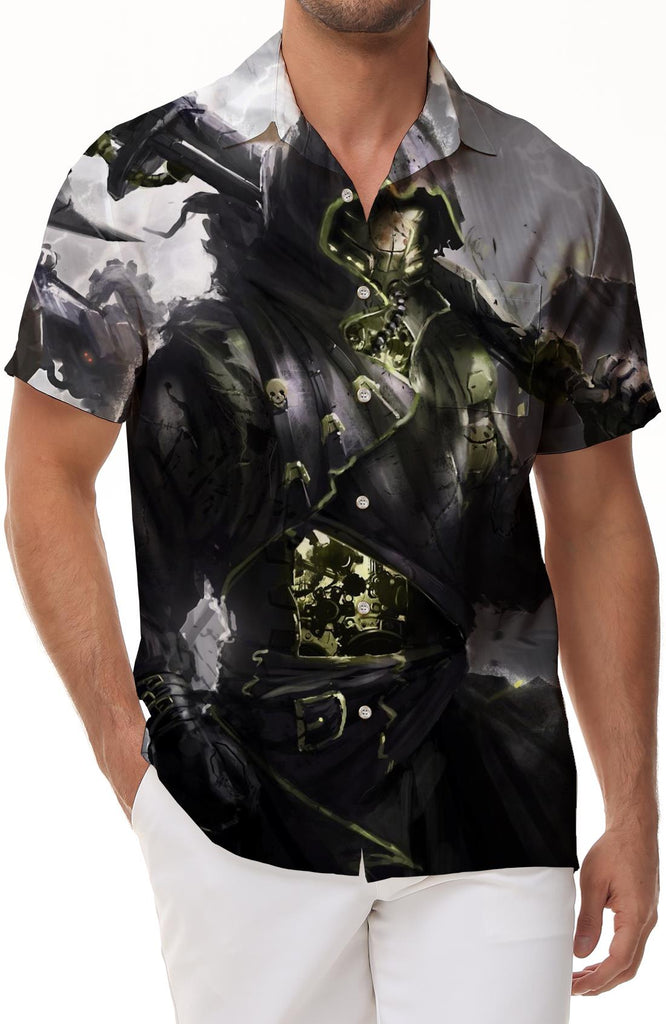 Cool Game Death Casual Loose Regular Style Digital Printing Men's Short Sleeve Casual Button Shirt Summer Tops With Pockets