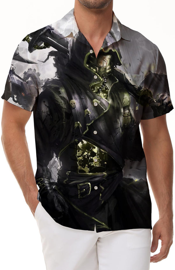 Cool Game Death Casual Loose Regular Style Digital Printing Men's Short Sleeve Casual Button Shirt Summer Tops With Pockets
