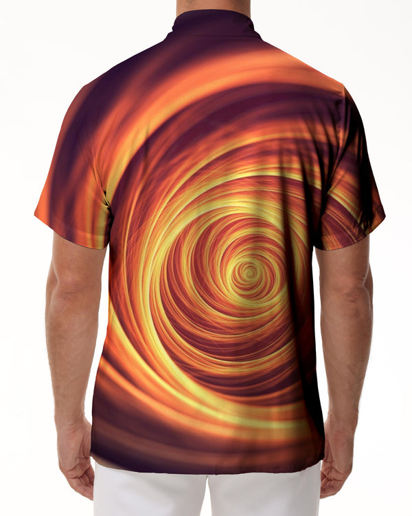 
Orange psychedelic spiral psychedelic optical illusion 3d digital printing loose men's casual button-down shirt short sleeve summer tops shirt
                