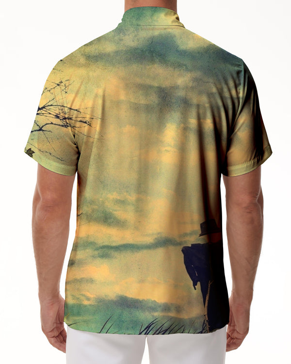 
Film Retro Style Men's Natural Grassland Wilderness Shirt Casual Hawaiian Short Sleeve Button Top
                