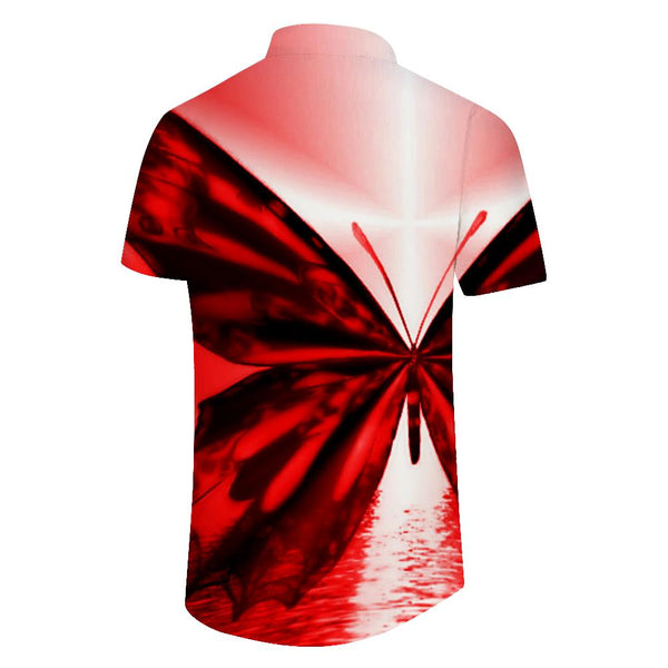 
Butterfly Red Shirt Art Abstract Personalized Retro Style Short Sleeve Shirt Men's Button Short Sleeve Shirt Tropical Hawaiian Button Lapel Pocket
                