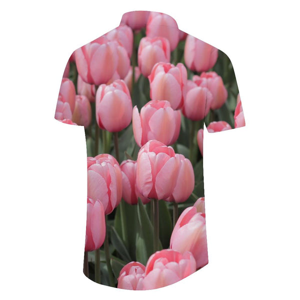
Mens Pink Tulips for the Beach Summer Hawaiian Shirt Short Sleeve Casual Shirt Button Down Shirt Short Sleeve
                