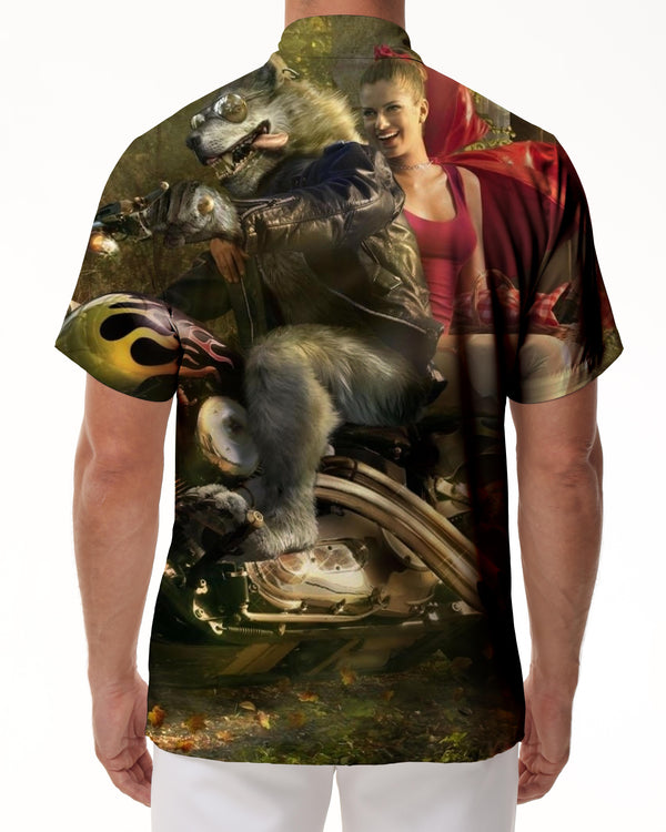 
Wolf and Beauty Deep Forest Freedom Motorcycle Hawaiian Tropical Button Short Sleeve Shirt 3D Digital Printing Men's Casual Loose Daily Street Short Sleeve Shirt
                