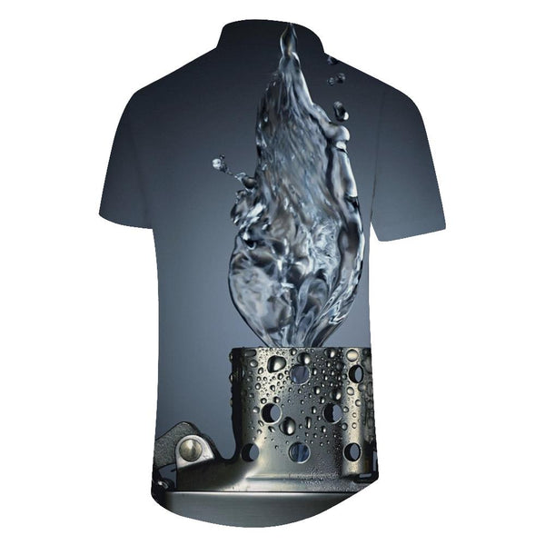 
Design Lighter Water Vapor Tropical Hawaiian Button Men's Pocket Lapel Short Sleeve Shirt Style
                