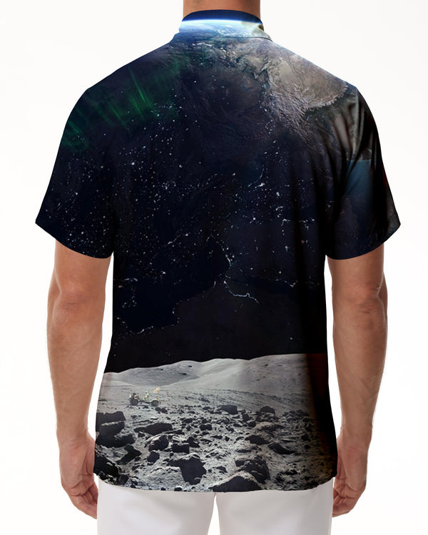 
Moon Ground Print Pattern Galaxy Sky Night Hawaiian Button Lapel Pocket Short Sleeve Shirt Men's Shirt Casual
                