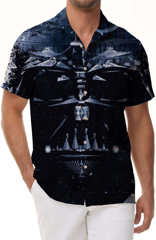 Fashionable Hawaiian Button-Down Pocket Lapel Top Stylish Men's Casual Loose Short Sleeve Button-Down Vintage Shirt