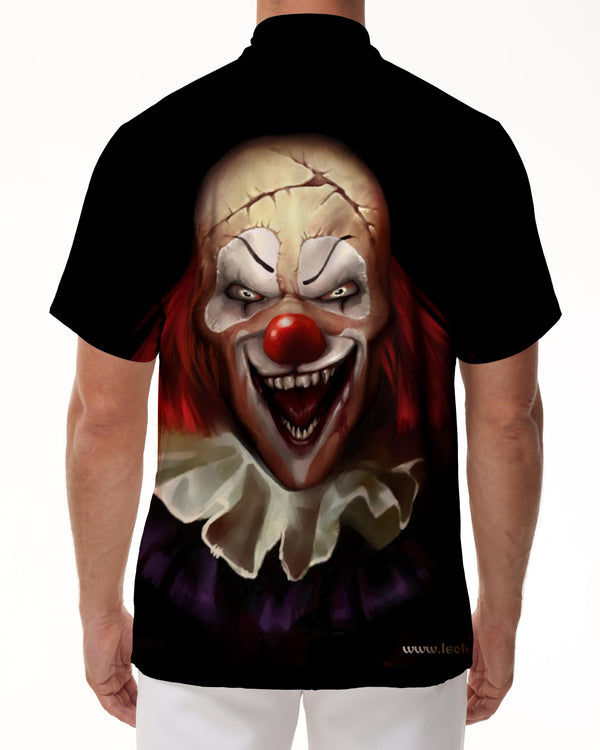 
Scary Clown Face Casual Black Short Sleeve Shirt Rap Men Outdoor Fishing Hawaiian Tropical Short Sleeve Shirt Four Seasons
                