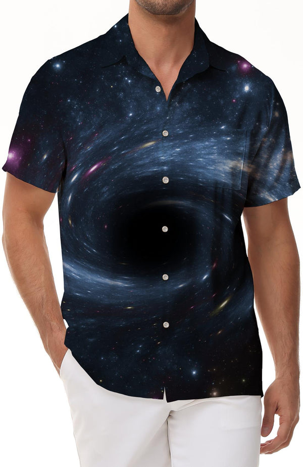 Fantasy Black Hole Vortex Hawaiian Tropical Four Seasons Short Sleeve Shirt Men's Shirt Short Sleeve Collar Button Beach Shirt Vacation