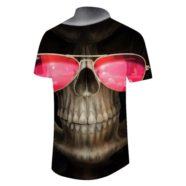 
Gothic Skull Summer Men's Retro Cool Print Shirt Lapel Button Short Sleeve Shirt Festival Party Beach Short Sleeve Shirt
                