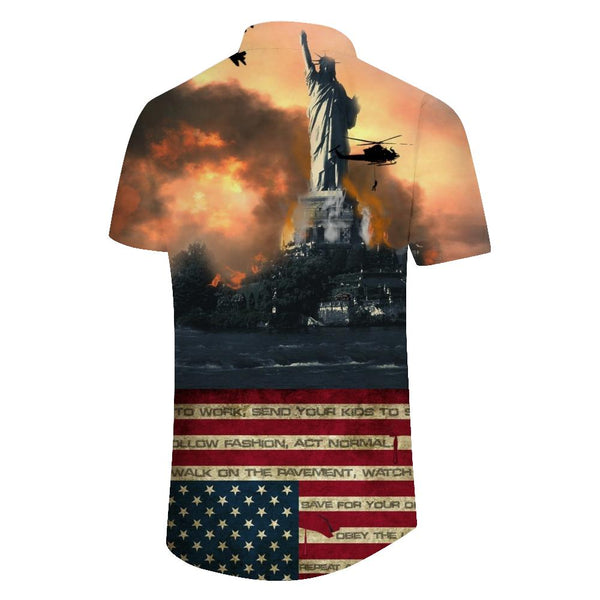
Statue of Liberty American Artillery 3D Digital Printing Men's Casual Short Sleeve Hawaiian Comfortable Breathable Top
                