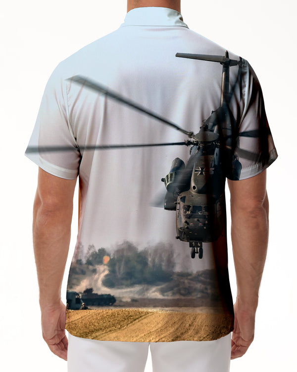 
Helicopter Field Men's Shirt Casual Short Sleeve Tropical Island Life Hawaiian Shirt Ocean
                