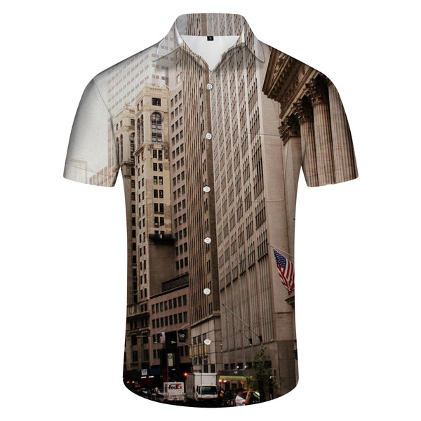 
Empire State Building Print Men's Front Pocket Hawaiian Shirt Casual Button-Down Short Sleeve Beach Shirt
                