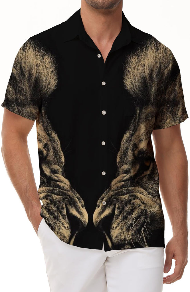 Wild animals attacking each other summer beach vacation shirt men button down shirt short sleeve hawaii