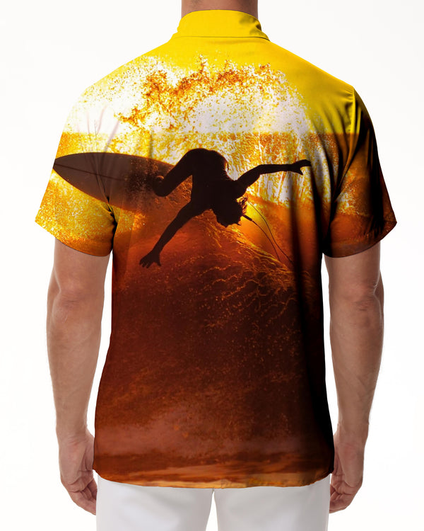 
Beach sunset cool surfing Hawaii beach beach tops men's casual loose short-sleeved shirt comfortable and breathable
                