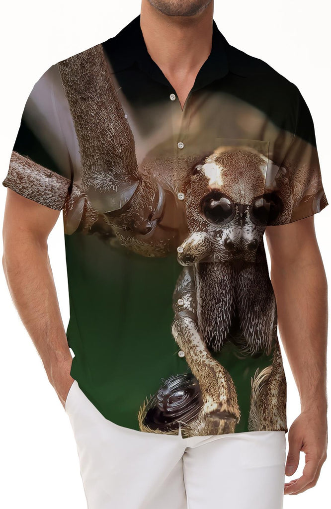 Personalized abstract spider animal 3d print pattern Hawaiian four seasons tropical fashion short sleeve shirt trend