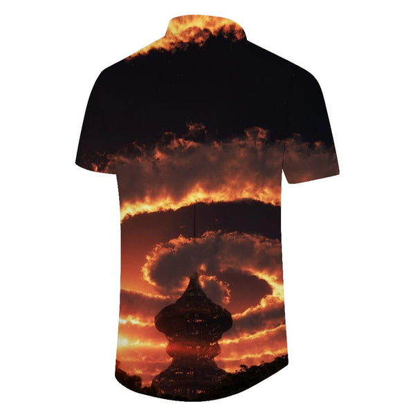 
Landscape Clouds Hawaii Tropical Four Seasons Beach Shirt Button Lapel Pocket Men's Casual Loose Short Sleeve Shirt Daily Travel
                