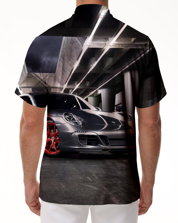 
Men's style shirt short sleeve Porsche car fashion Hawaiian lapel button summer leisure four seasons beach clothing
                