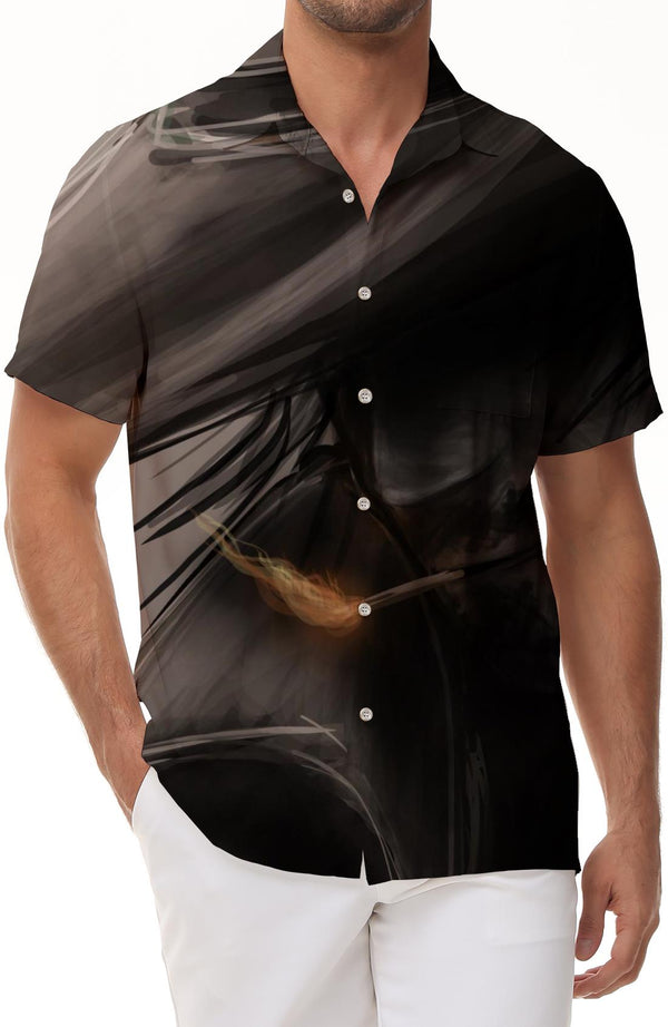 
Gray cartoon characters 3d digital printing men's casual loose shirt fashion Hawaiian short-sleeved shirt
                