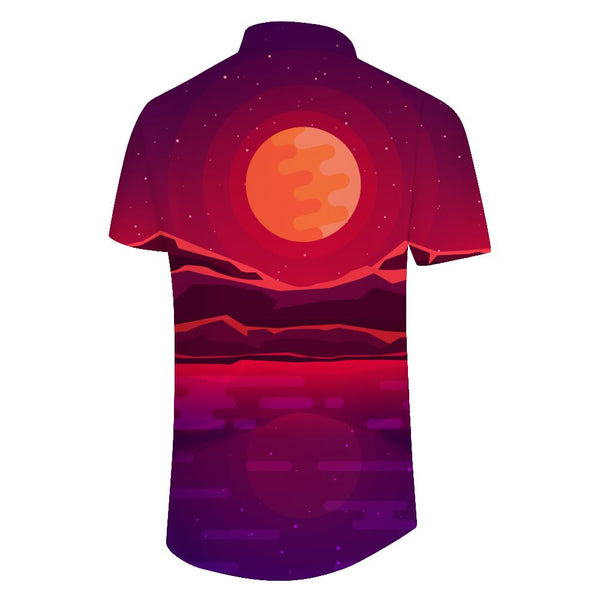
Art Orange Mountains and Moon Starry Sky Mens Hawaiian Shirt Tropical Short Sleeve Button Down Beach Shirt Regular
                