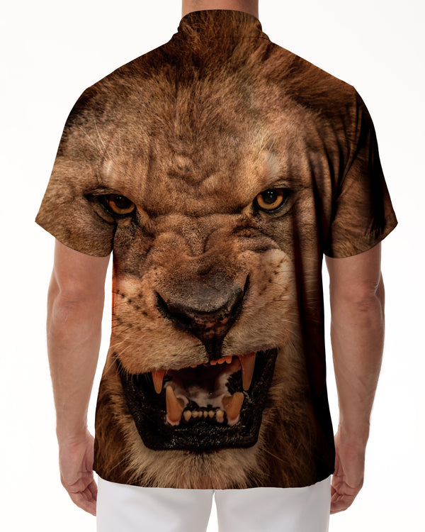 
Cool Fierce Lion Style Graphic Short Sleeve Button-Up Beach Shirt Tropical Hawaiian Button-Up Lapel Short Sleeve Shirt
                