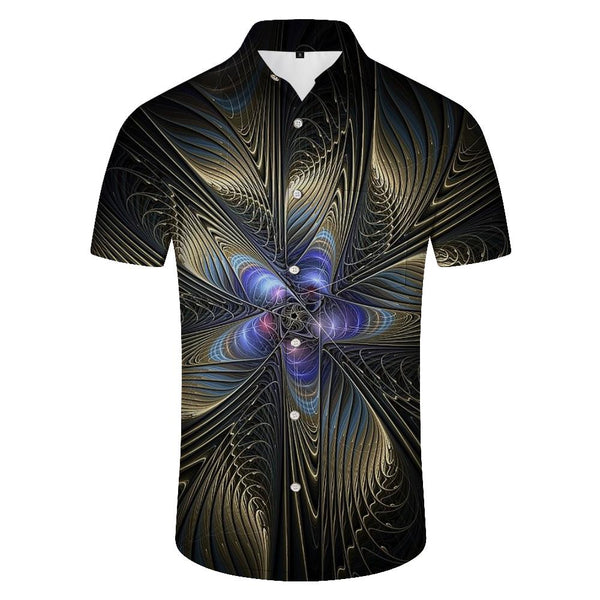 
Visual geometric pattern lapel button-down short sleeves fashionable summer short sleeves suitable for tropical vacations and seaside activities
                