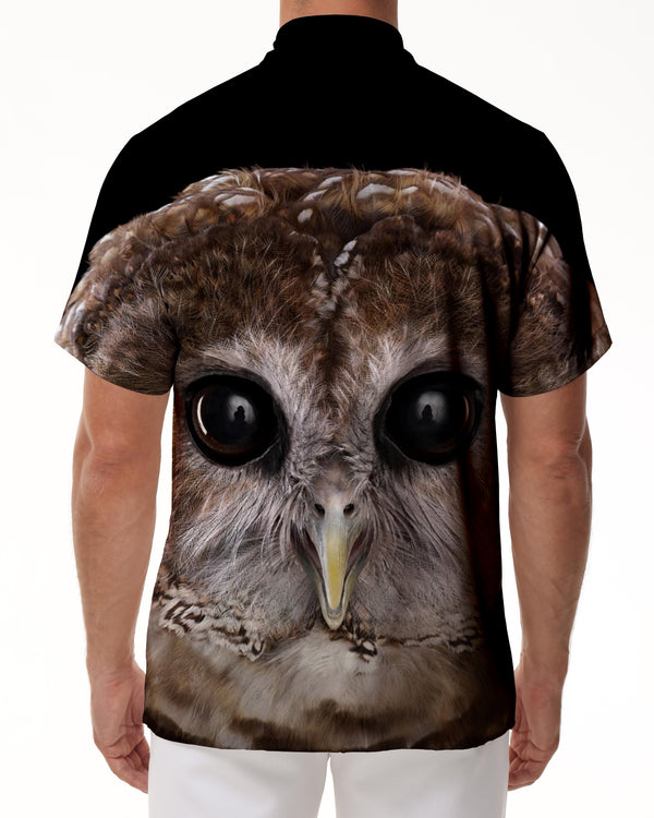 
Black sharp cute eagle head men's Hawaiian button lapel casual short sleeves suitable for street loose casual daily fishing beach seaside
                