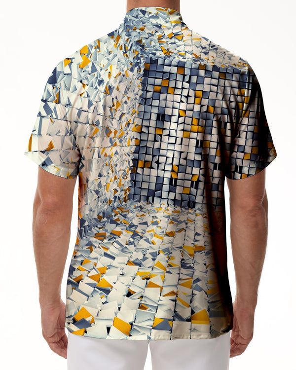 
Glass shape colorful everyday shirt hawaiian button men casual 3d print pattern abstract shirt beachwear geometric short sleeve
                