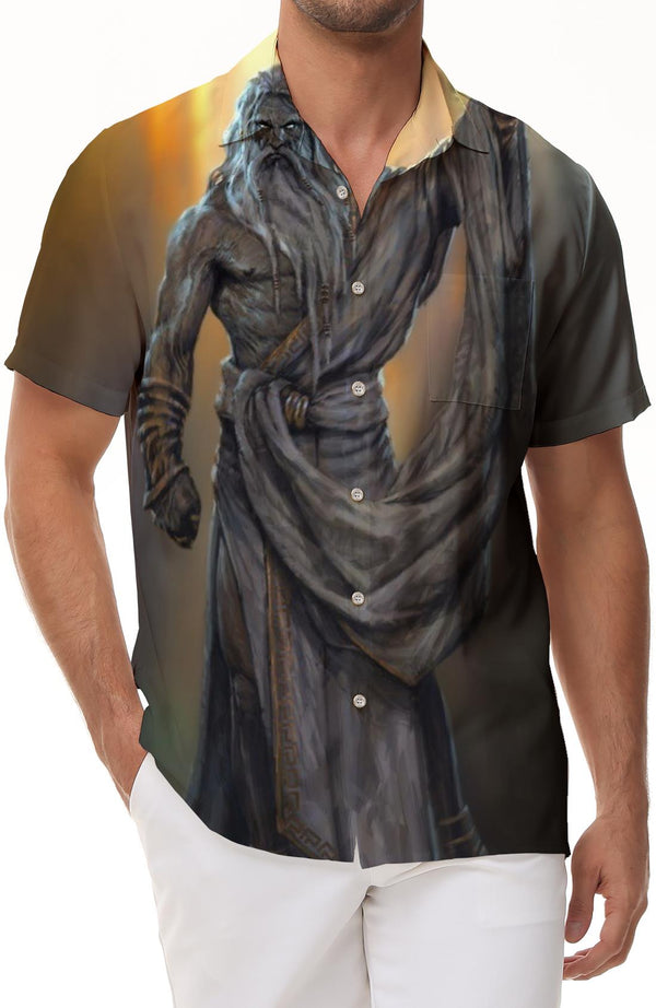 Ancient God 3D digital printing men's statue cool pattern casual Hawaiian beach shirt
