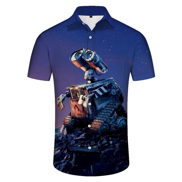 
Cute Robot Summer Retro Loose Shirt Men's Casual Shirt Fashion Printed Casual Short Sleeve Shirt
                