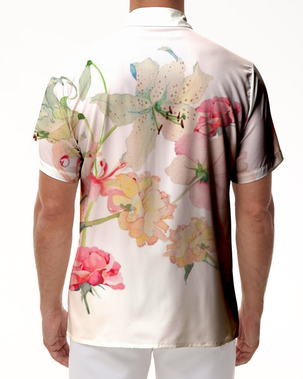 
Artistic floral regular style fashionable and elegant short-sleeved shirt Hawaiian button lapel pocket casual and comfortable shirt men's tops
                
